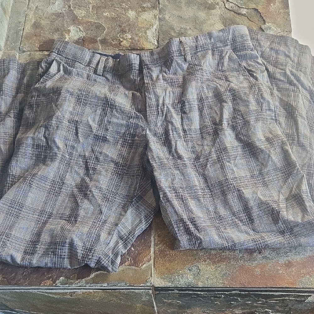 Murano Plaid Chinos - Gray and Blue